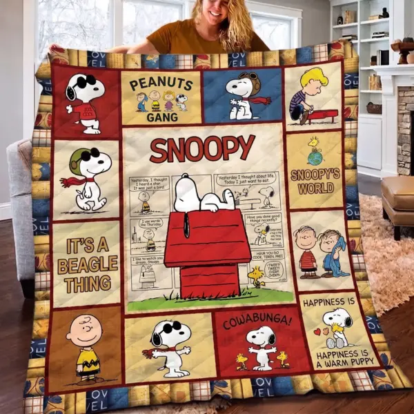 Snoopy's World Patchwork Fleece Blanket-THK136126