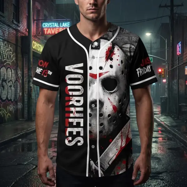 Alternative view of Jason Voorhees Halloween Baseball Jersey