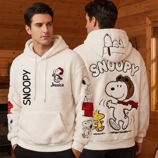 Personalized Snoopy & Woodstock Fuzzy Fleece Hoodie - Image 3