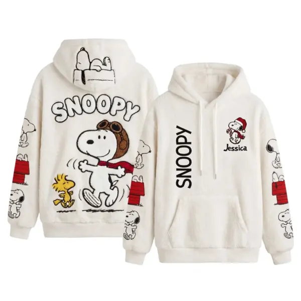 Personalized Snoopy & Woodstock Fuzzy Fleece Hoodie