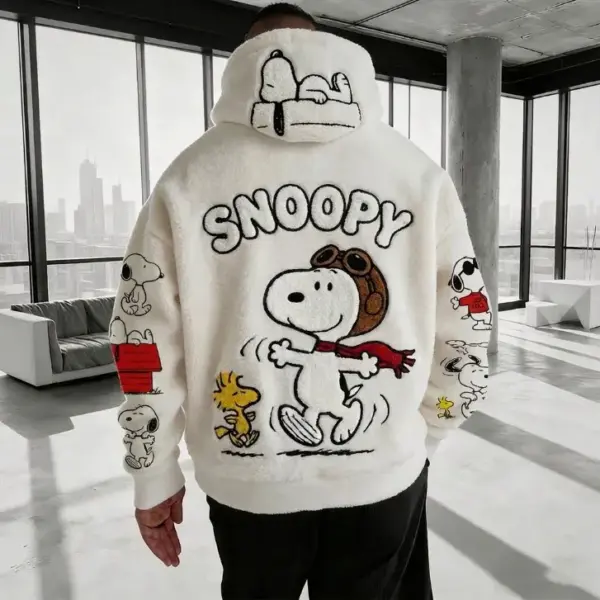 Personalized Snoopy & Woodstock Fuzzy Fleece Hoodie - Image 4
