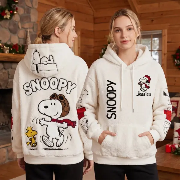 Alternative view of Personalized Snoopy & Woodstock Fuzzy Fleece Hoodie