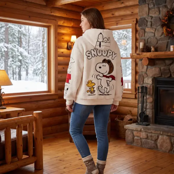 Personalized Snoopy & Woodstock Fuzzy Fleece Hoodie - Image 6