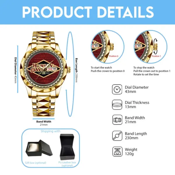 Harley Davidson Alloy Luxury Quartz Watch -THK125686 - Image 5