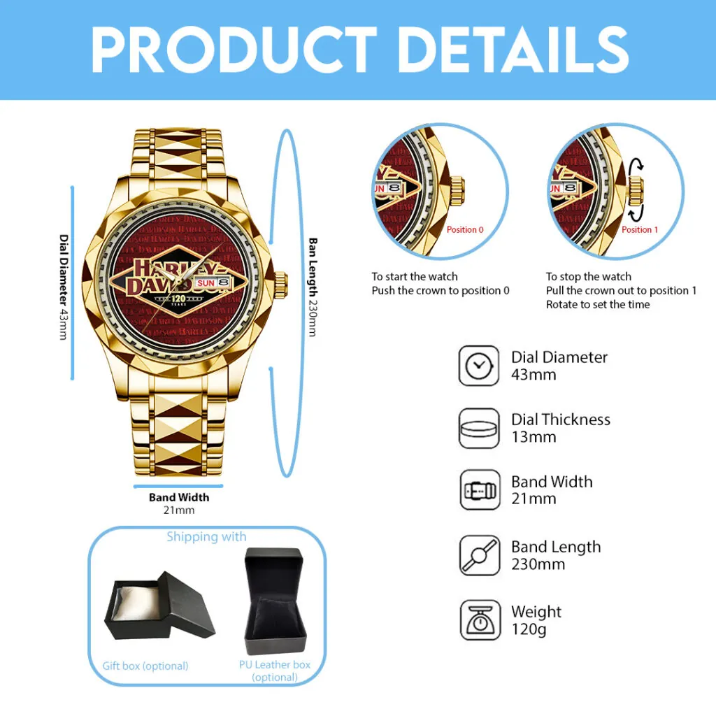 Harley Davidson Alloy Luxury Quartz Watch -THK125686 - Image 5