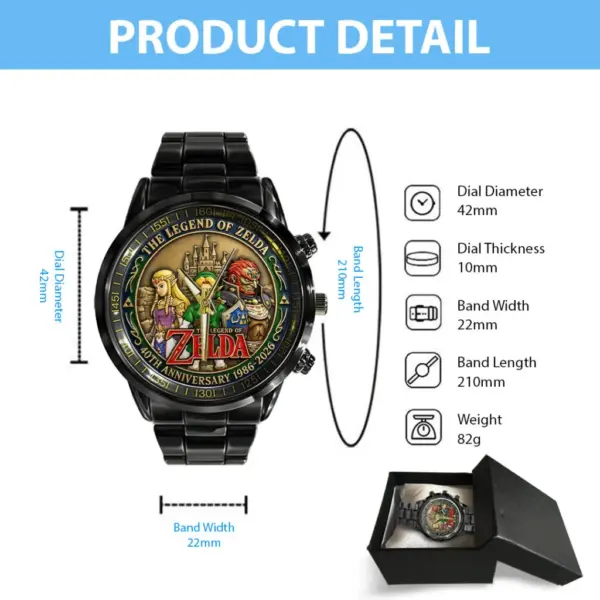 The Legend of Zelda 40th Anniversary Black Stainless Steel Watch -THK122217 - Image 5