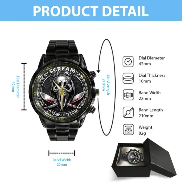 Scream Black Stainless Steel Watch - Image 4