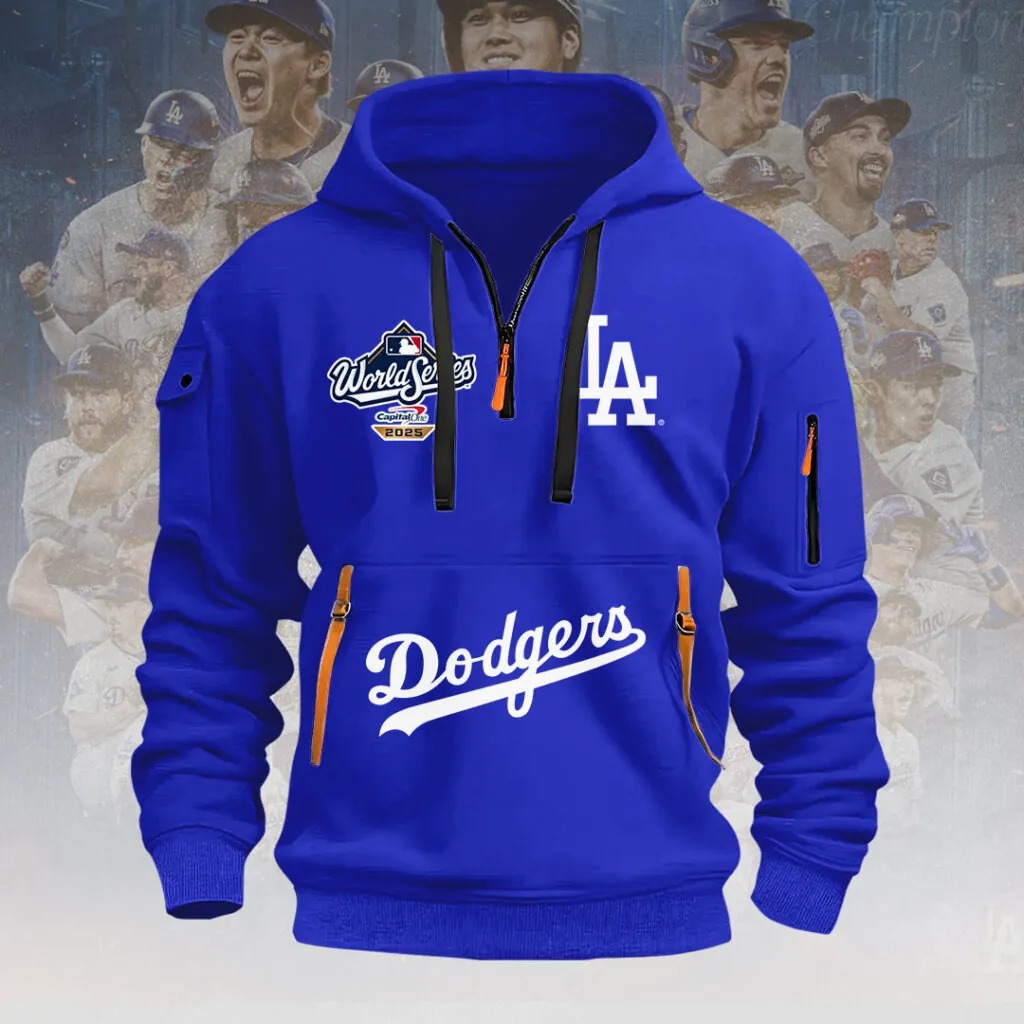 Los Angeles Dodgers 2025 World Series Champions 2D Quarter Zip Hoodie - THK117230 - Image 2