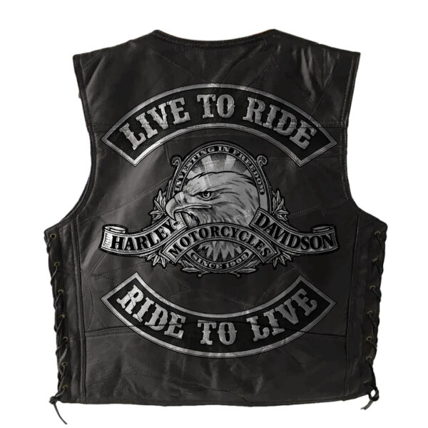 Harley Davidson Sleeveless Leather Jacket - Premium Comfort - THK126059 - Image 3
