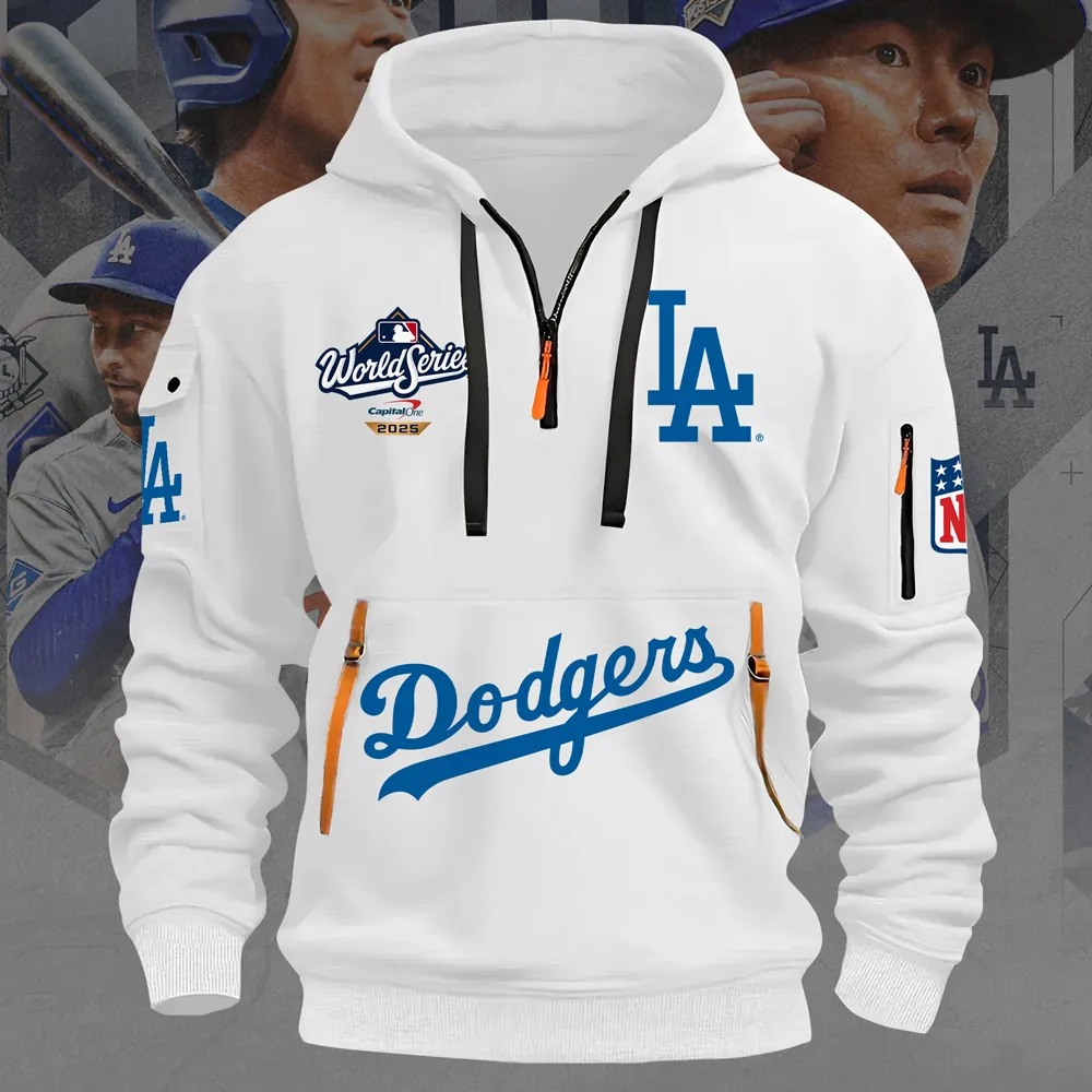 Los Angeles Dodgers 2D Quarter Zip Hoodie - THK117367 - Image 2