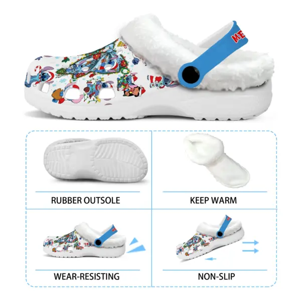 Personalized Stitch Christmas Fleece Crocs Clogs - Image 3