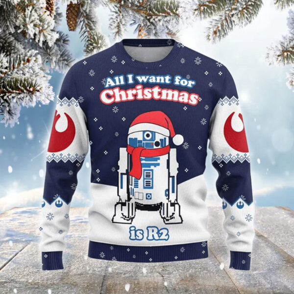 Alternative view of Star Wars All I Want For Christmas Is R2 Christmas Knitted Sweater
