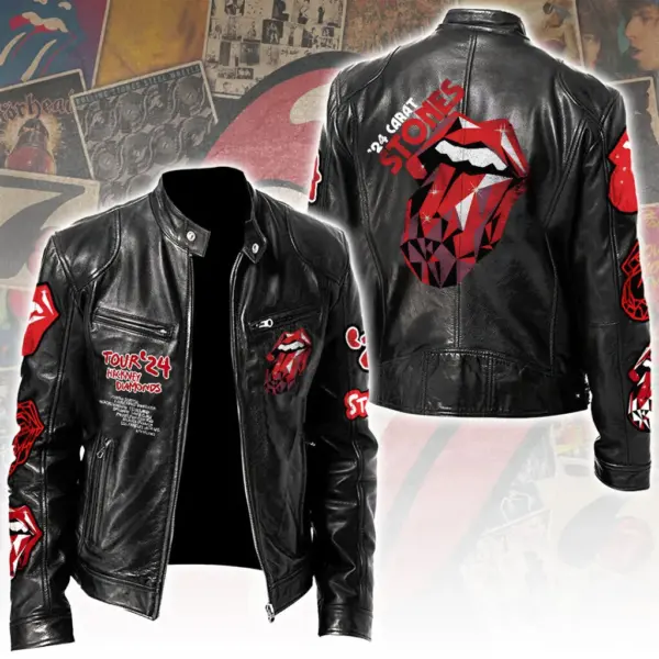 The Rolling Stones Motorcycle Leather Jacket -THK129800