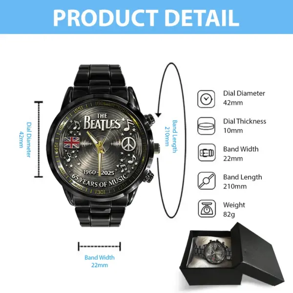 Alternative view of The Beatles 65th Anniversary Black Stainless Steel Watch
