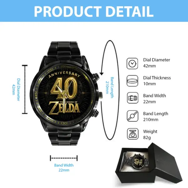The Legend of Zelda 40th Anniversary Black Stainless Steel Watch-THK122768 - Image 5