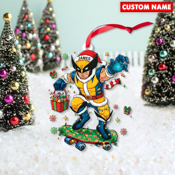 Alternative view of Personalized Wolverine Christmas Ornament