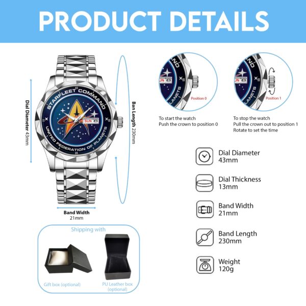Starfleet Command United Federation Of Planets Alloy Luxury Quartz Watch - Image 7