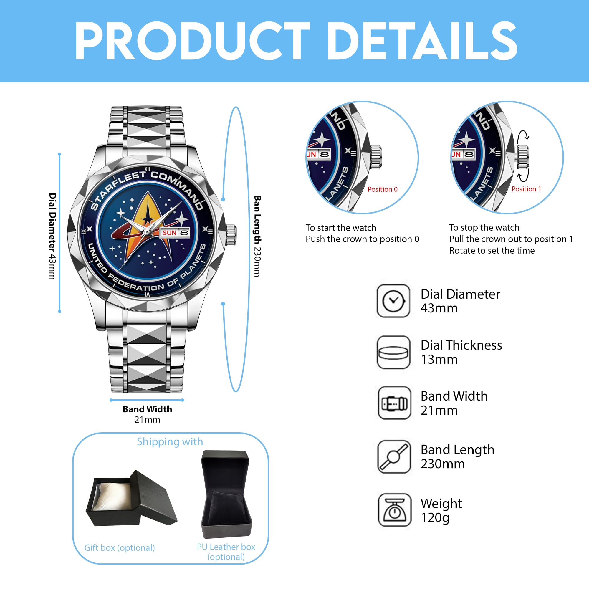Starfleet Command United Federation Of Planets Alloy Luxury Quartz Watch - Image 7