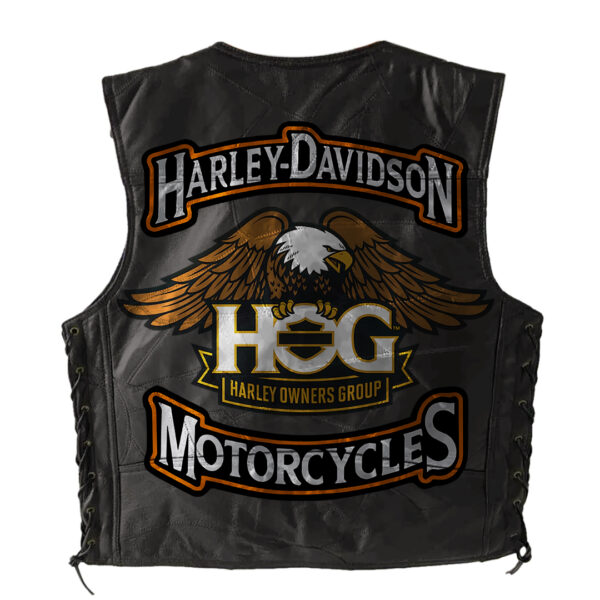 Harley Davidson Sleeveless Leather Jacket - Premium Comfort - THK126078 - Image 3