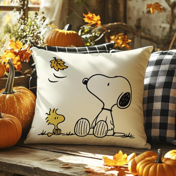Alternative view of Snoopy & Woodstock Autumn Pillow