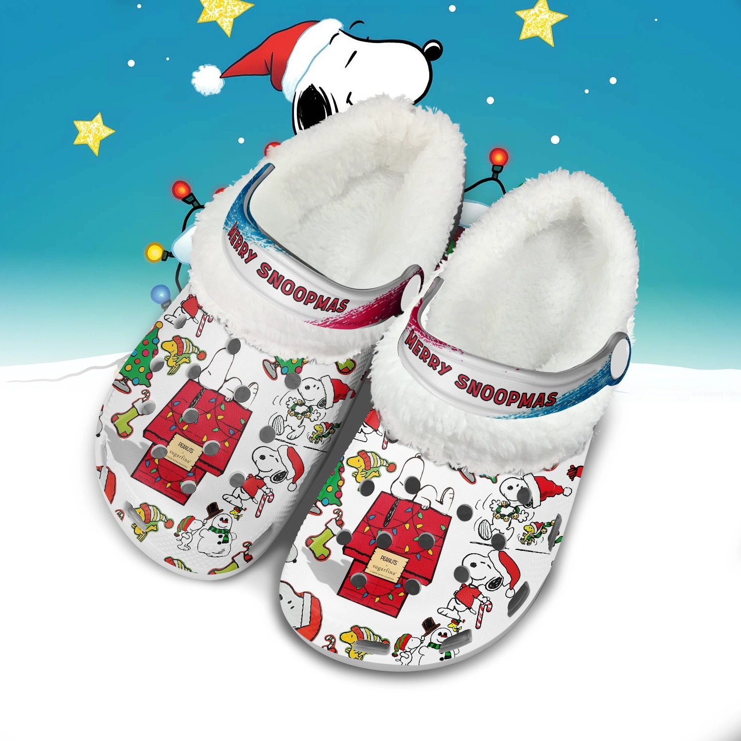 Snoopy x Christmas Fleece Crocs Crocband Clogs Shoes