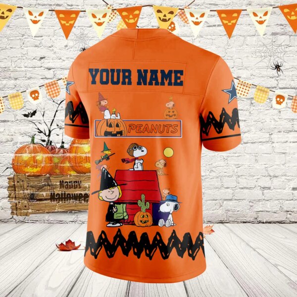Personalized Dallas Cowboys Snoopy 75th Anniversary Peanuts 2025 Halloween Football Jersey - Image 3