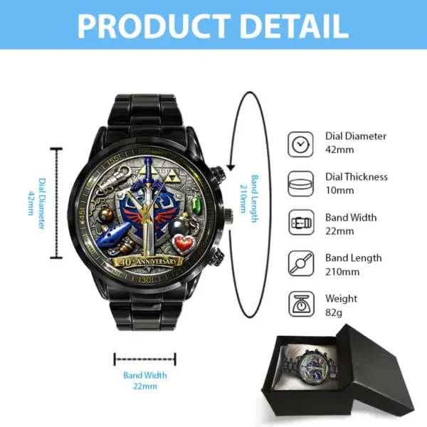 The Legend of Zelda 40th Anniversary Black Stainless Steel Watch - Image 5