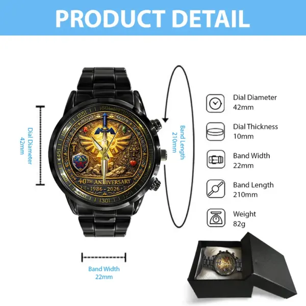The Legend of Zelda 40th Anniversary Black Stainless Steel Watch -THK122090 - Image 5