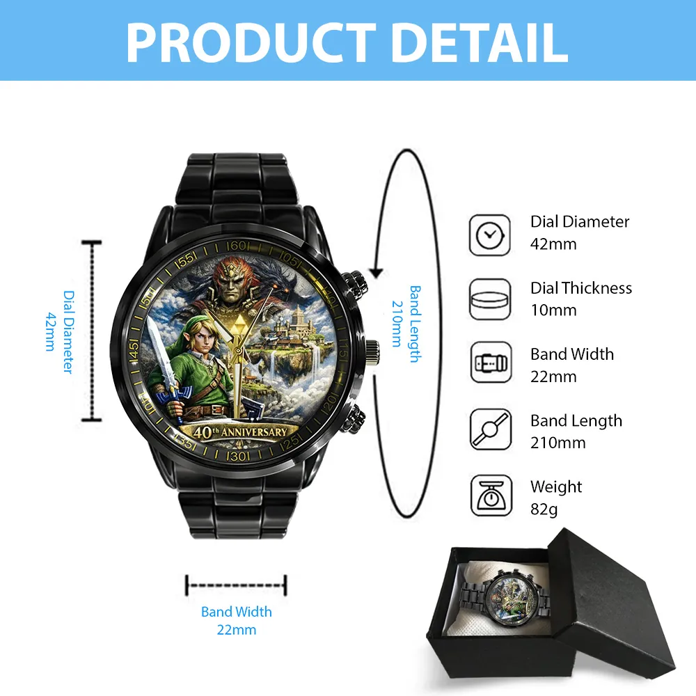 The Legend of Zelda 40th Anniversary Black Stainless Steel Watch -THK122079 - Image 5