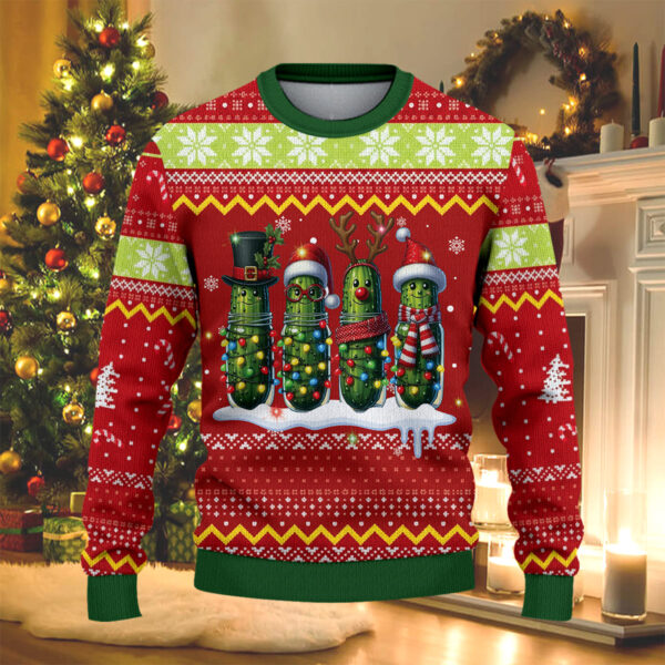 Alternative view of Funny Christmas Pickle Holiday Cucumber Christmas Knitted Sweater