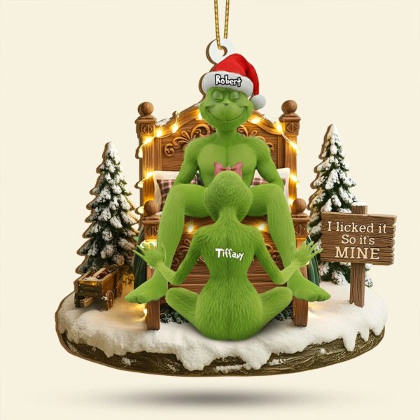 Alternative view of Personlized I Licked It So It's Mine Grinchmas Ornament Style 1
