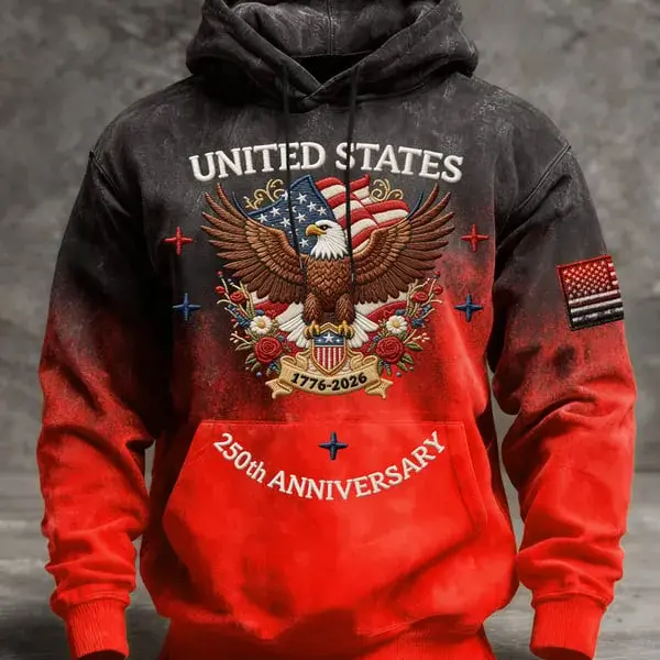 Alternative view of Vintage American 250th Anniversary Flag 3D Hoodie - THK122320