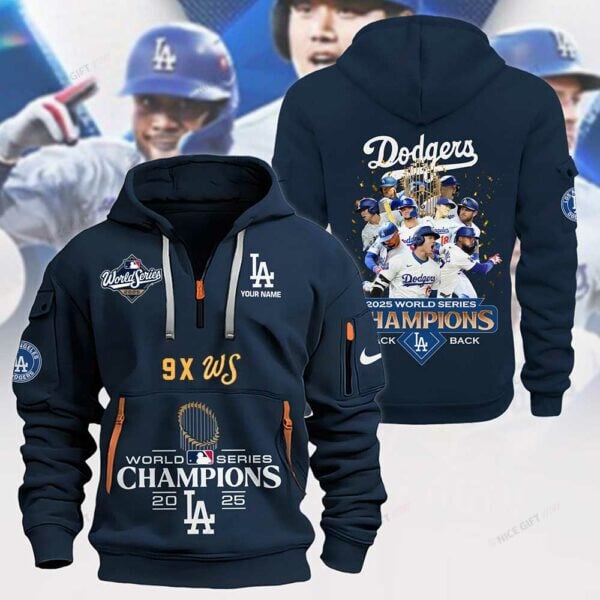 Los Angeles Dodgers 2025 World Series Champions 2D Quarter Zip Hoodie - Image 6