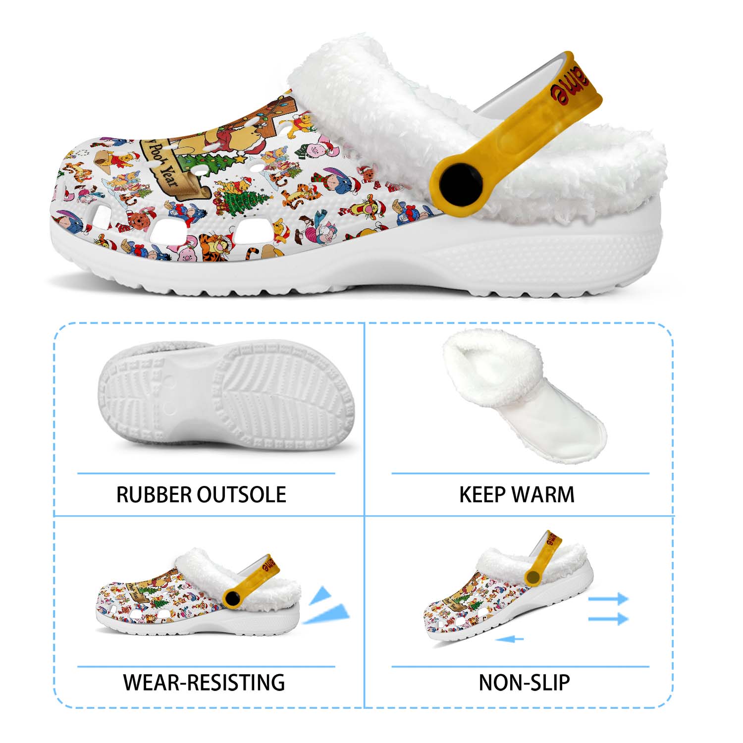 Winnie the Pooh Christmas Fleece Crocs Clogs - Image 3