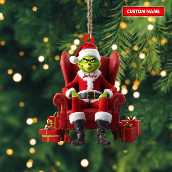 Personalized Grinch Christmas Ornament - Image 3
