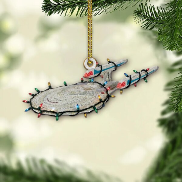 Alternative view of Star Trek U.S.S. Enterprise NCC-1701-E With Christmas Lights Christmas Ornament