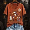 Peanuts Gang Halloween Autumn V-Neck Shirt-THK135602