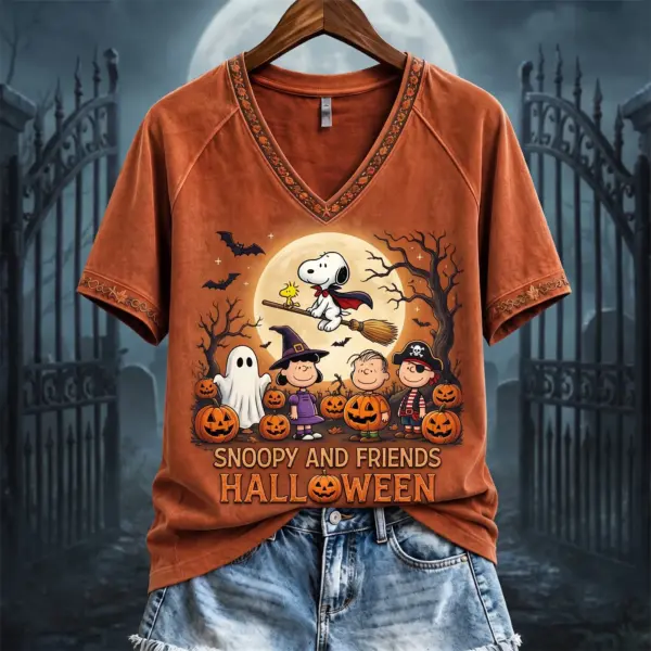 Snoopy Halloween Autumn V-Neck Shirt-THK135605