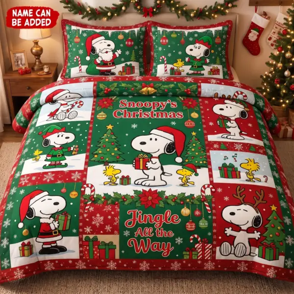 Peanuts Snoopy Jingle All The Way Quilt Bedding Set