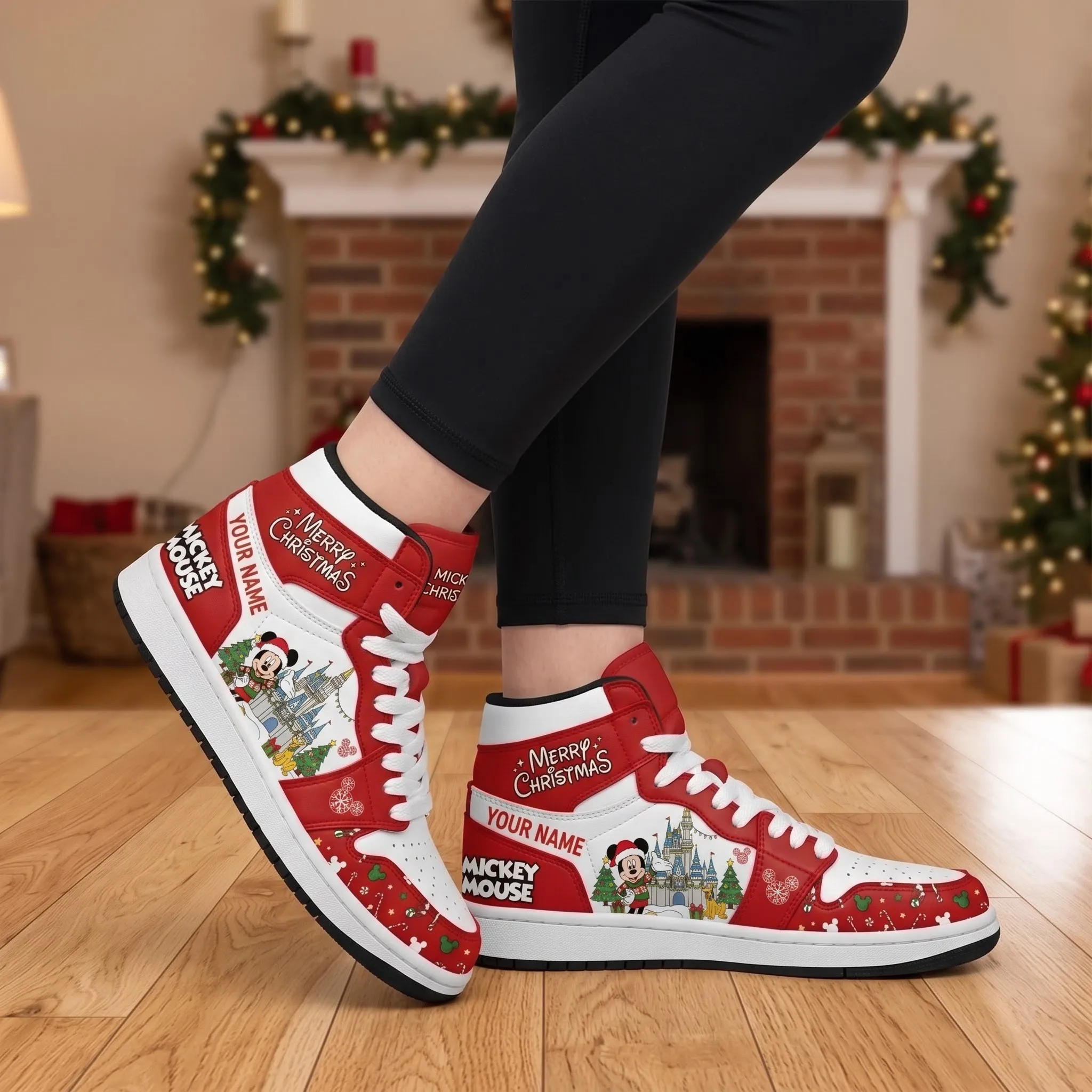 Personalized Mickey Christmas Air Jordan High Top Shoes-THK135700 - Image 2