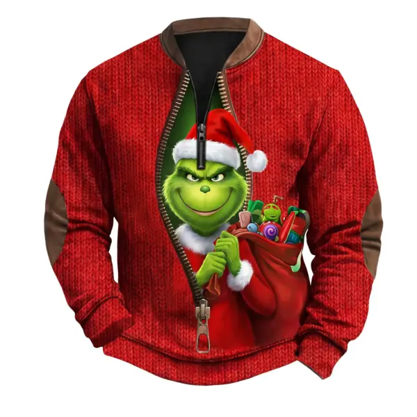 Alternative view of Grinch Christmas 3D Knit Half-Zip Sweater-THK135701