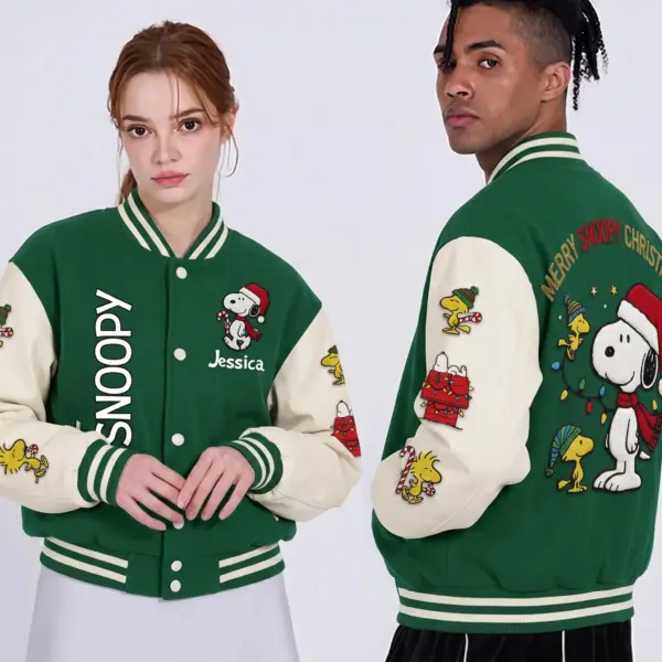 Personalized Snoopy Christmas Varsity Jacket-THK135722 - Image 3