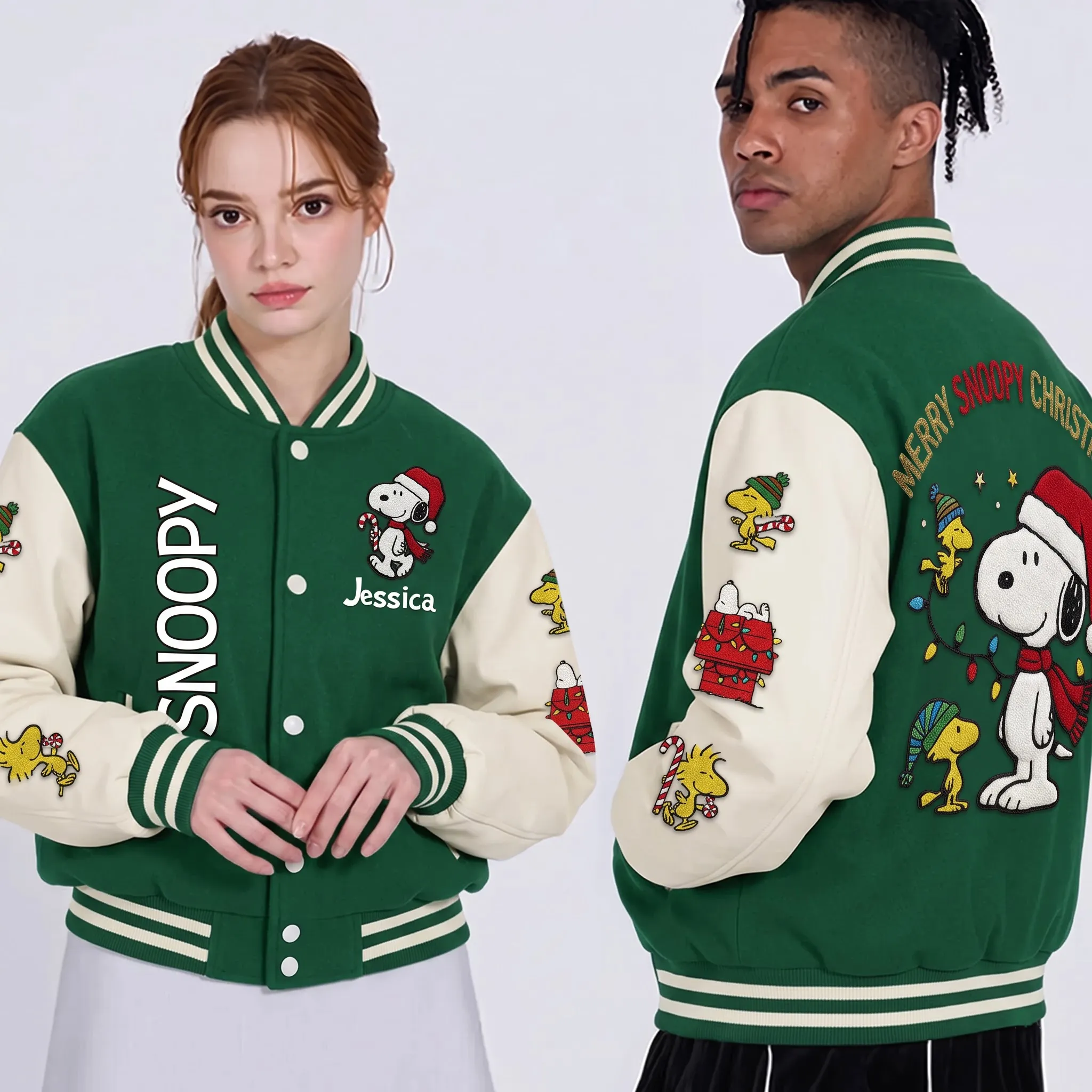 Personalized Snoopy Christmas Varsity Jacket-THK135722 - Image 3