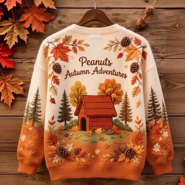 Personalized Snoopy & Woodstock Autumn 3D Ugly Cardigan-THK135704 - Image 3