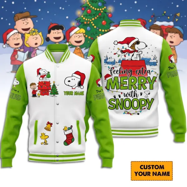 Personalized Snoopy Christmas Quilted Varsity Jacket-THK135772