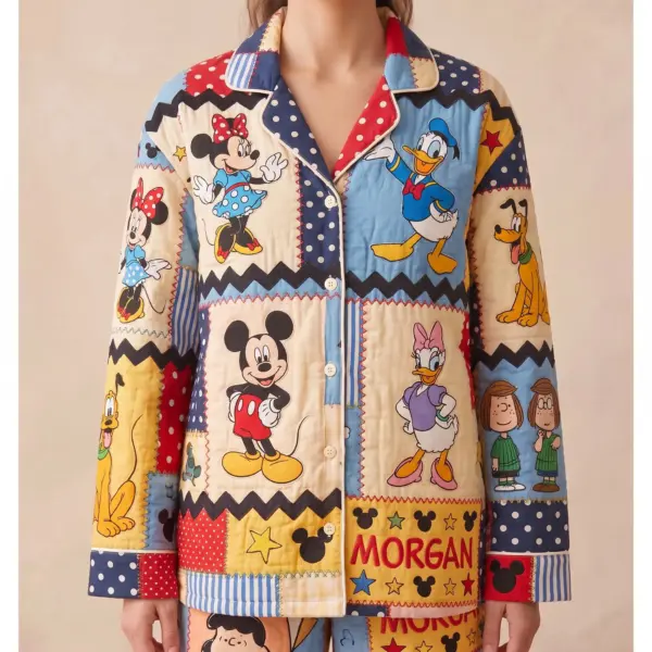 Personalized Mickey & Friends Retro Patchwork Pajama Set