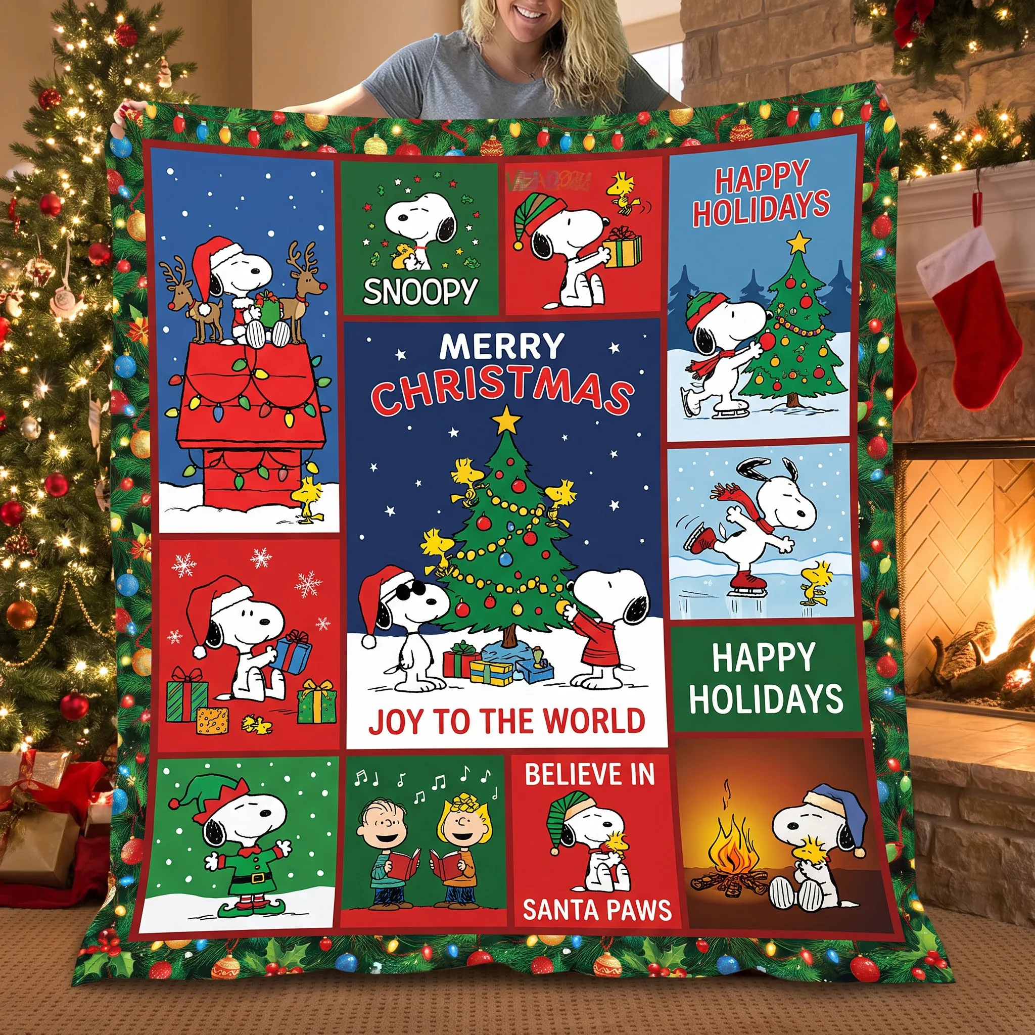 Snoopy Christmas Fleece Blanket-THK135752
