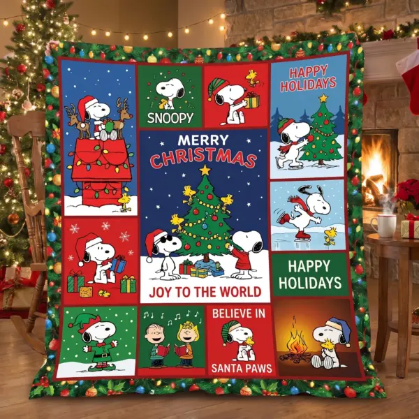 Alternative view of Snoopy Christmas Fleece Blanket-THK135752