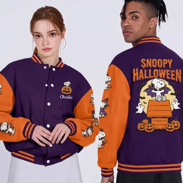 Alternative view of Personalized Snoopy Halloween Varsity Quilted Jacket-THK135765