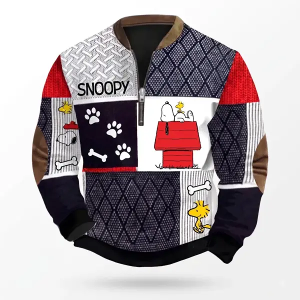 Snoopy 3D Knit Half-Zip Sweater-THK135870